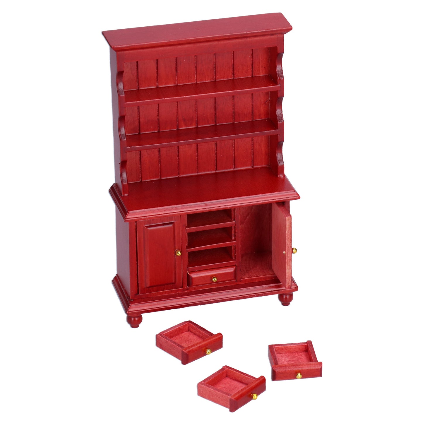 1:12 Dollhouse Wooden Bookcase Cupboard Cabinet Mini Furniture Toy (Redwood Color)