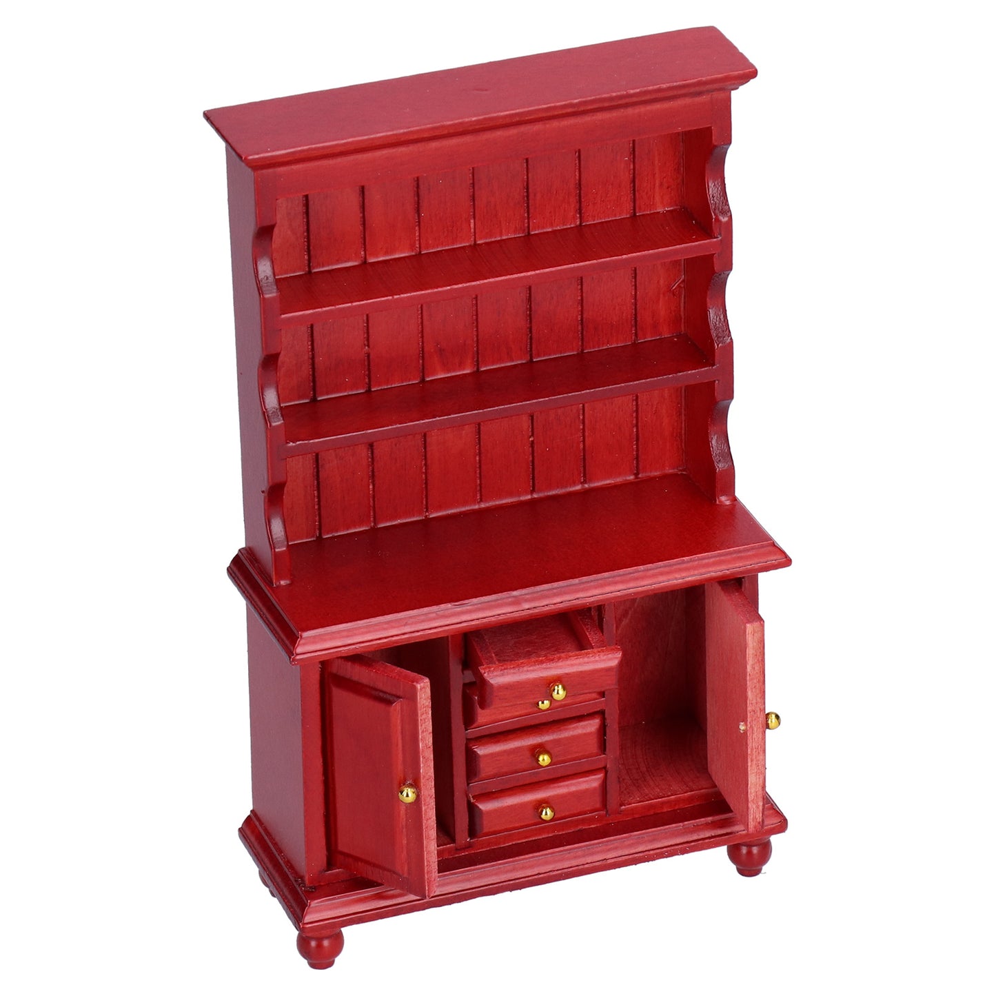 1:12 Dollhouse Wooden Bookcase Cupboard Cabinet Mini Furniture Toy (Redwood Color)