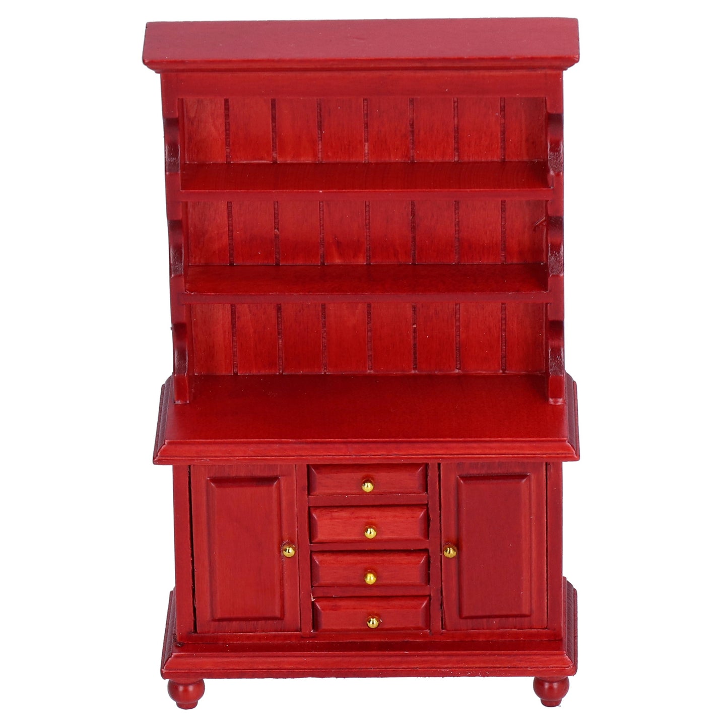 1:12 Dollhouse Wooden Bookcase Cupboard Cabinet Mini Furniture Toy (Redwood Color)