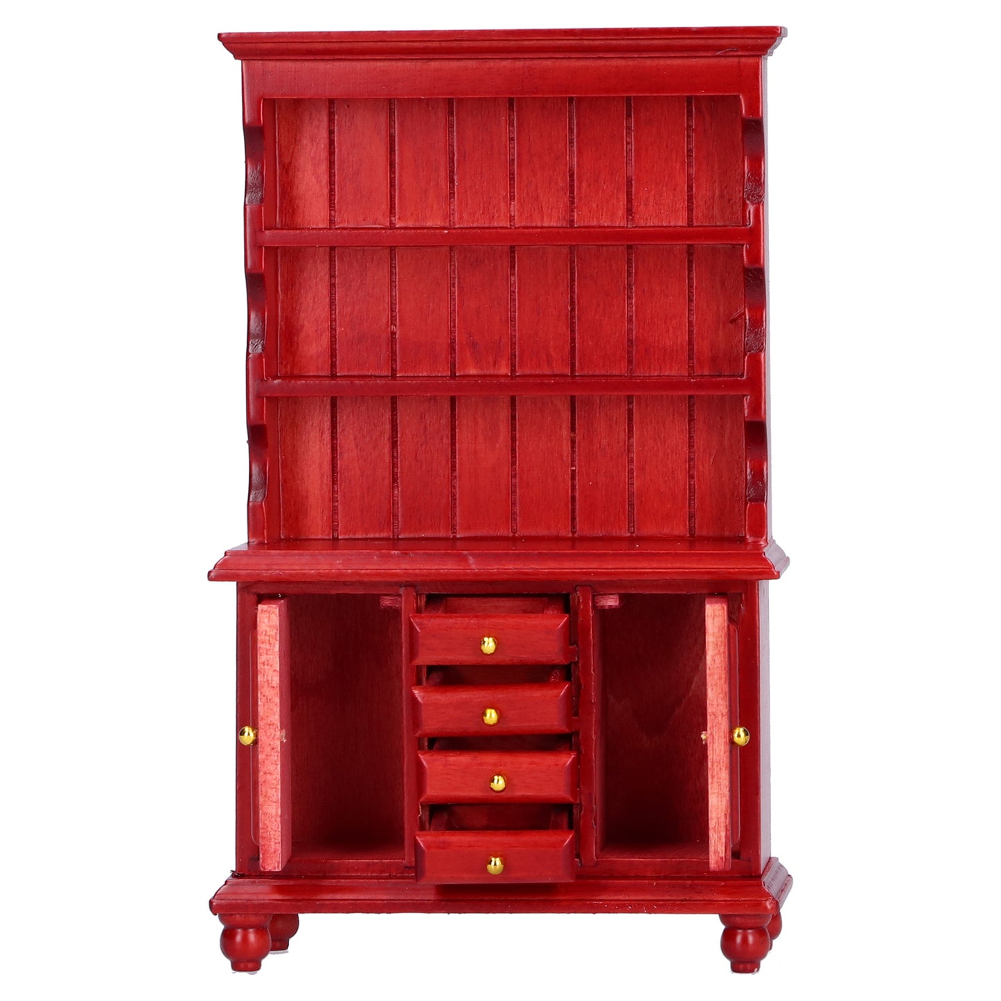 1:12 Dollhouse Wooden Bookcase Cupboard Cabinet Mini Furniture Toy (Redwood Color)